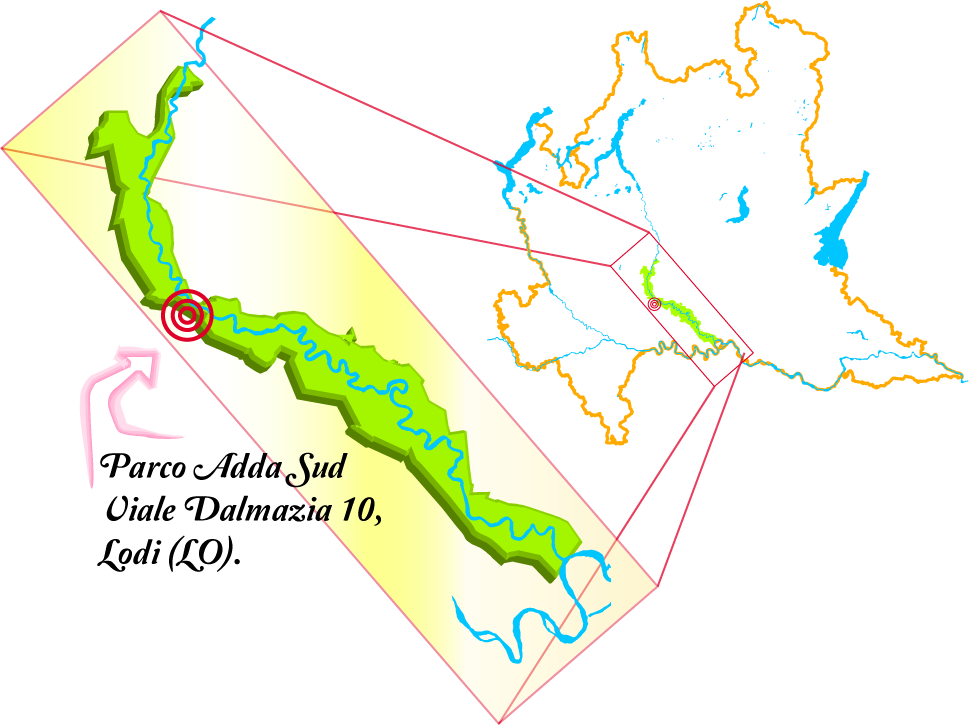 Cartina della Lombardia con indicata la posizione del Parco